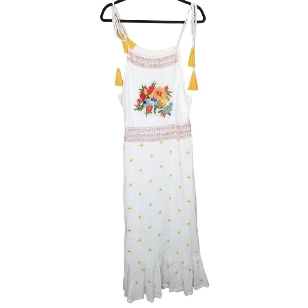 Farm Rio Anthropologie Womens M White Floral Embro
